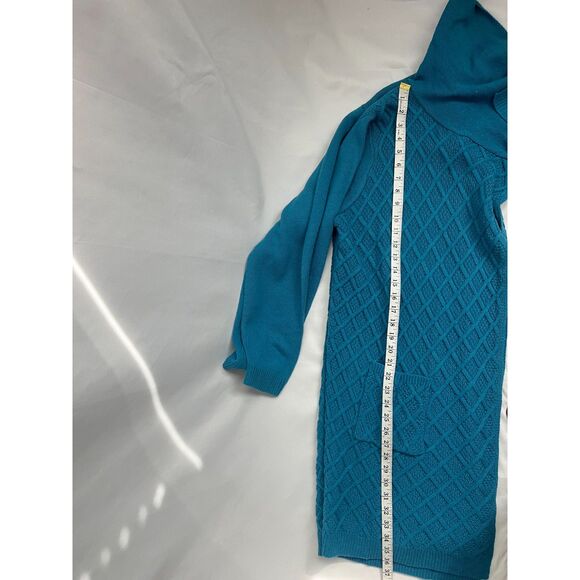 Vintage Anthony Richards Cable Knit Longline Teal Blue Cardigan Sweater Size L - Picture 12 of 12